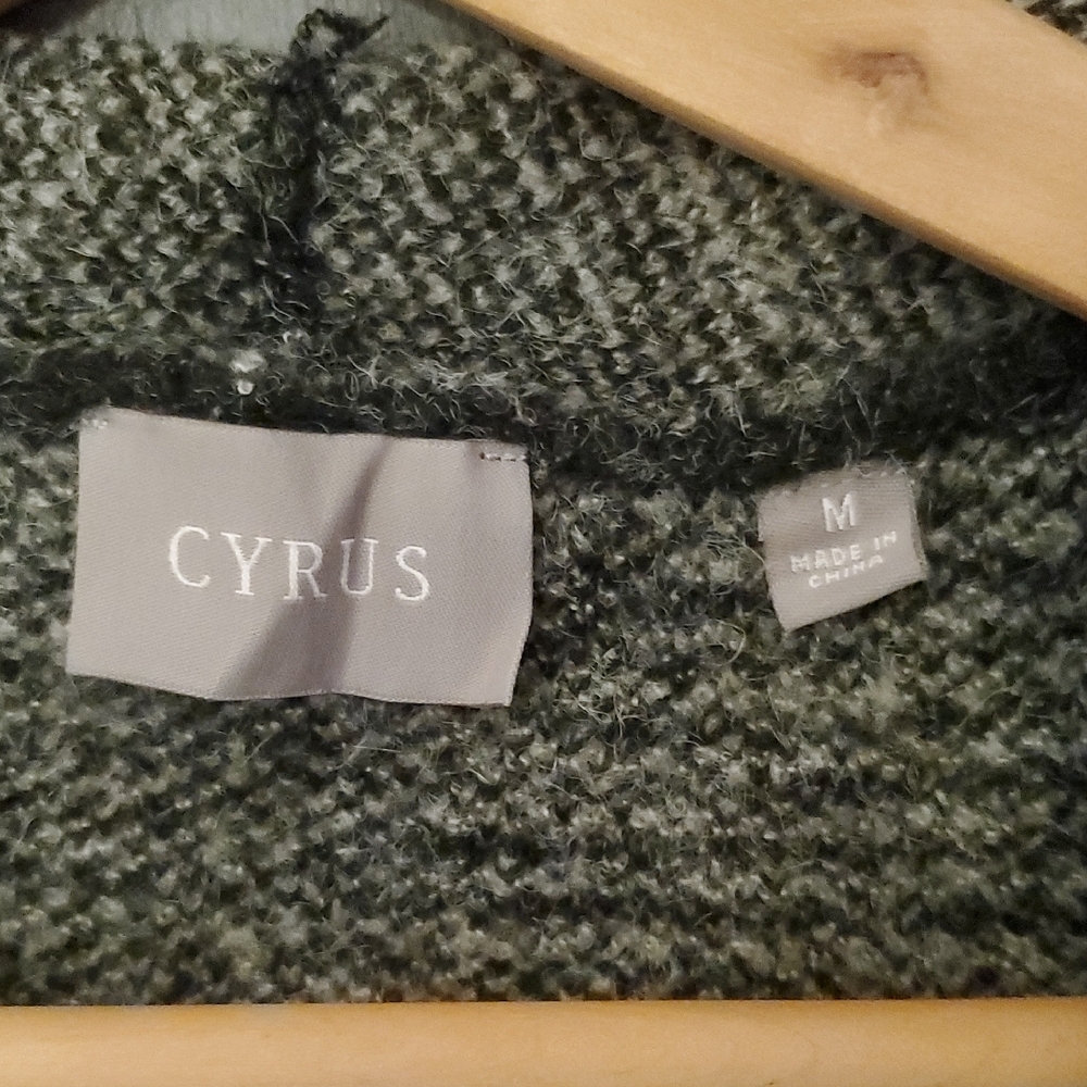 Cyrus Gray Cardigan Sweater with Open Front and Shawl Collar - Picture 2 of 6